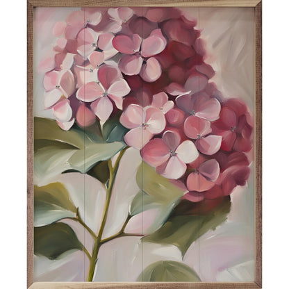 Pink Hydrangea Wooden Art