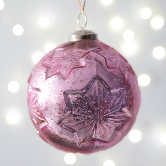 Pink Snowflake Mercury Glass Ornament