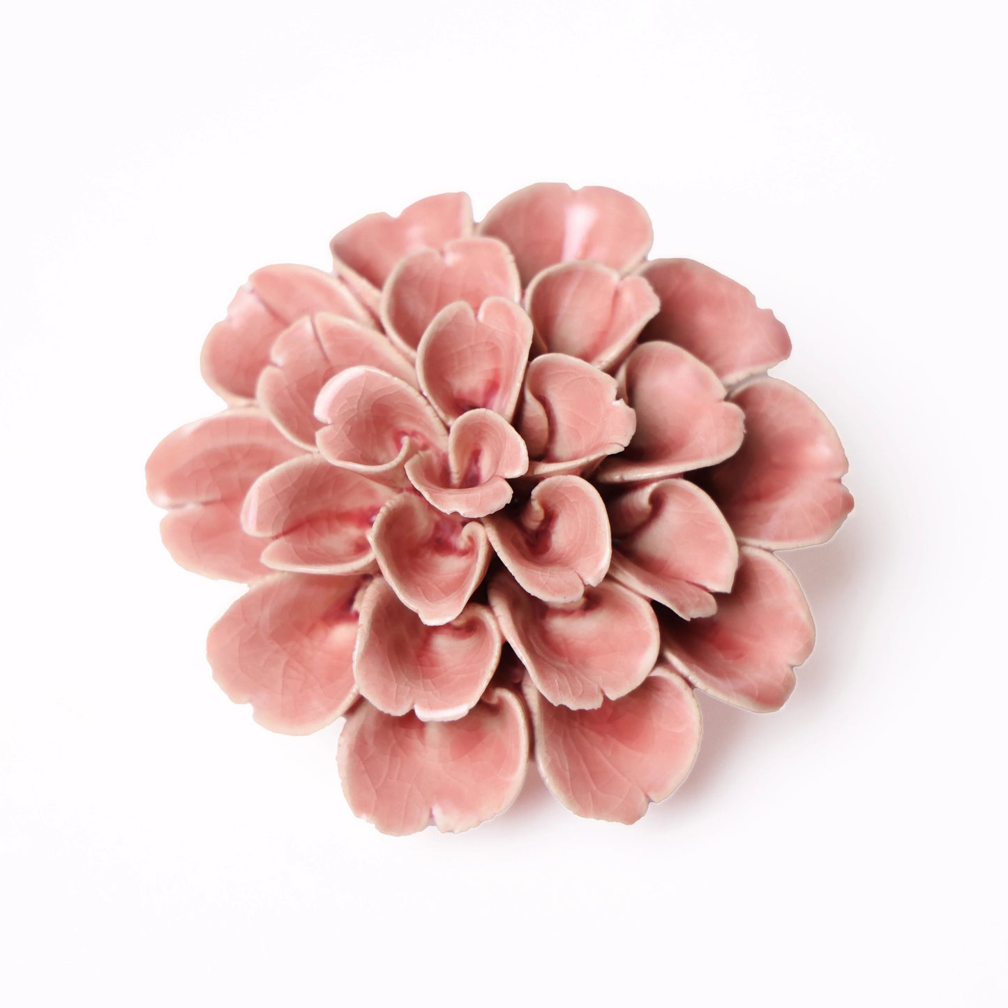 Pink Spoon Dahlia Ceramic Wall Flower