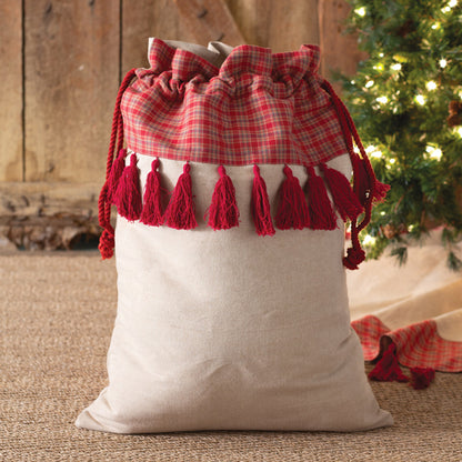 Plaid and Tassels Gift Sack