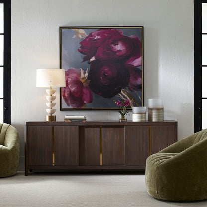 Plum Ranunculus Framed Canvas
