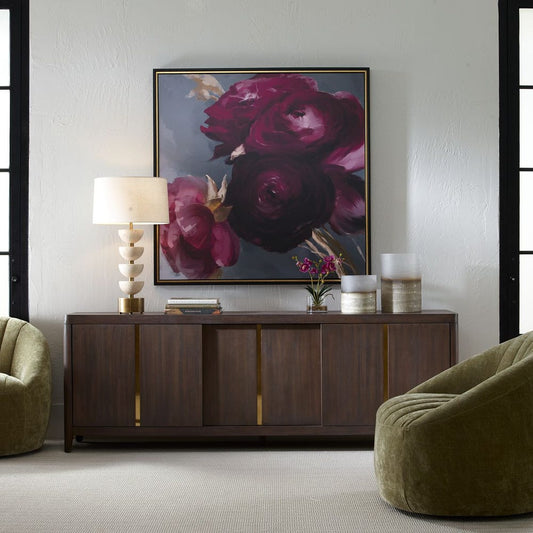 Plum Ranunculus Framed Canvas