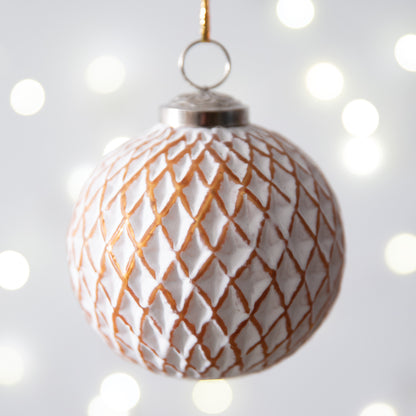 Quilted Patterned Glass Ornament