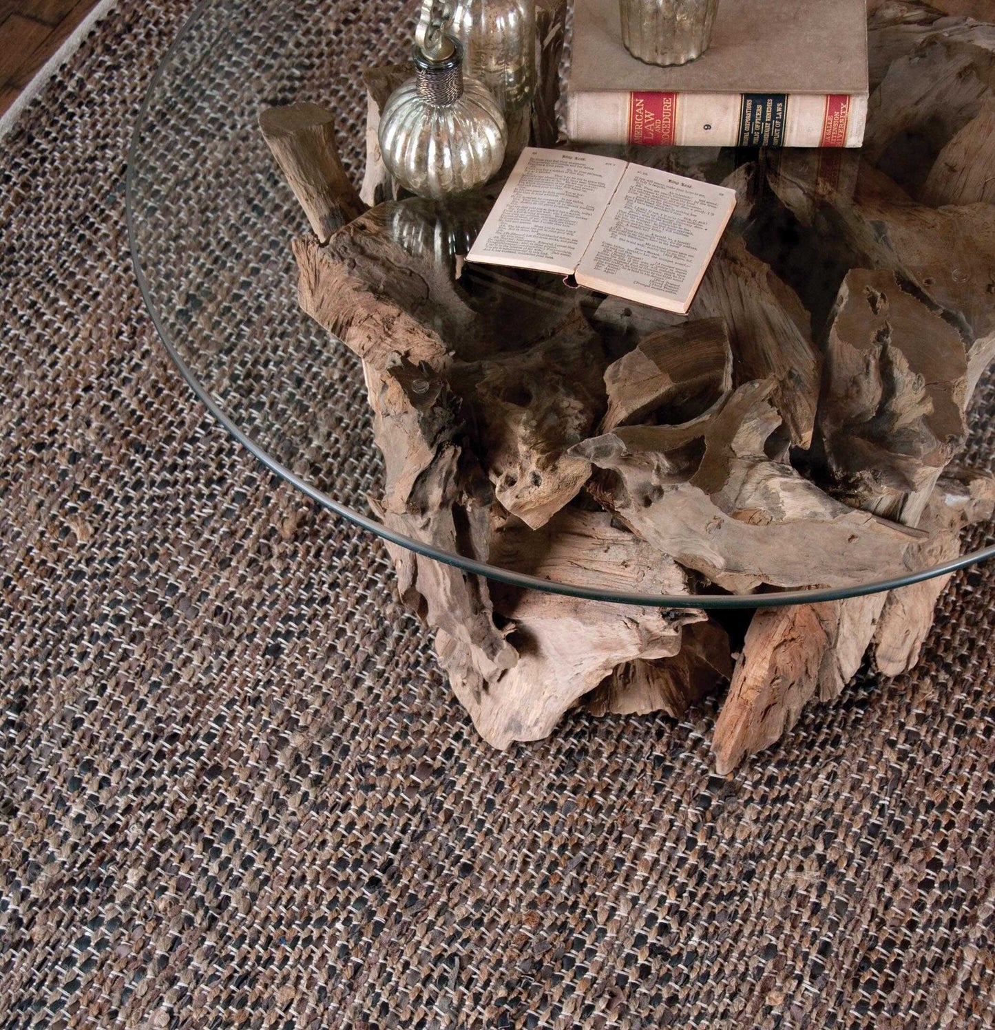 Tobais Rescued Leather & Hemp Rug