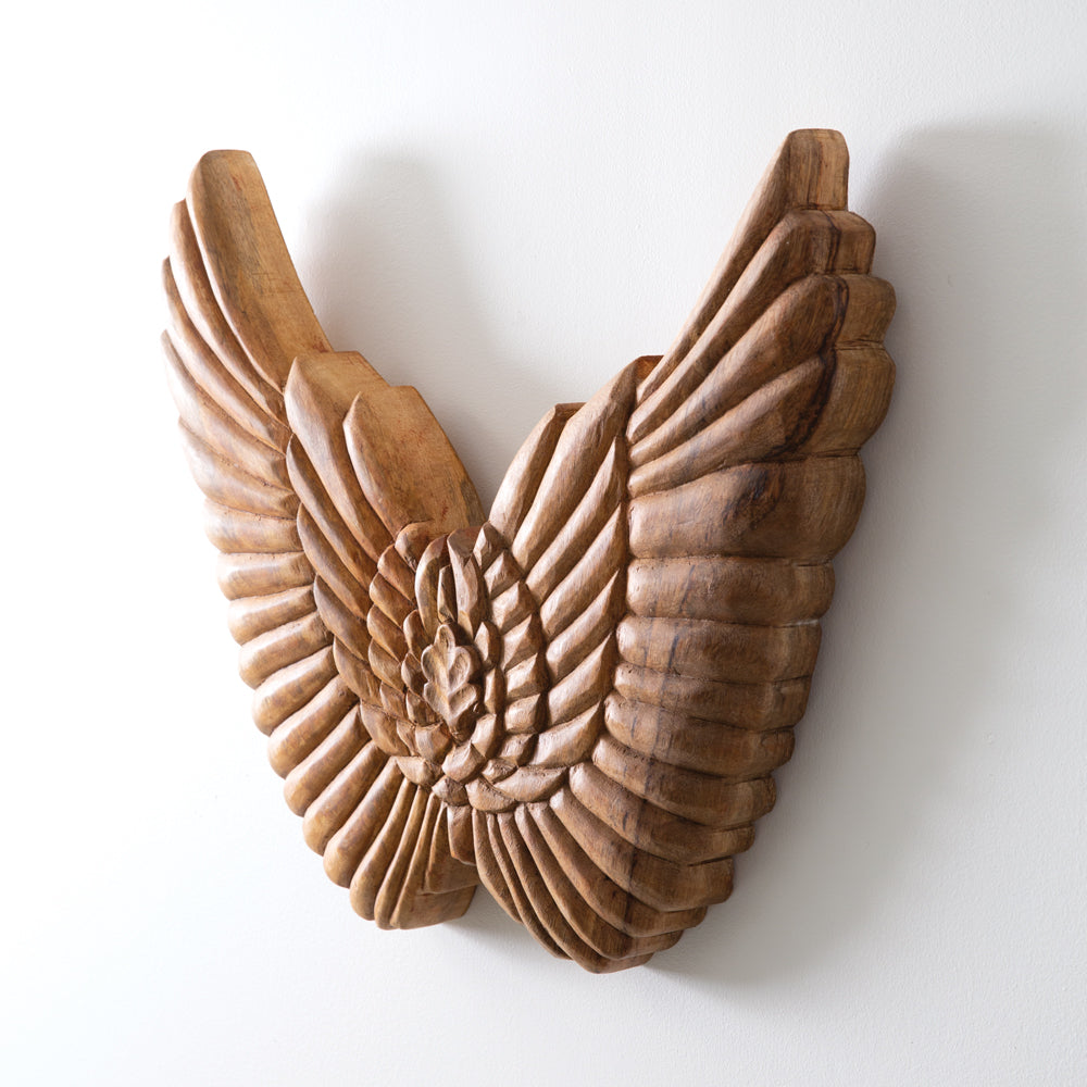 Reclaimed Angel Wings Wall Decor Angled