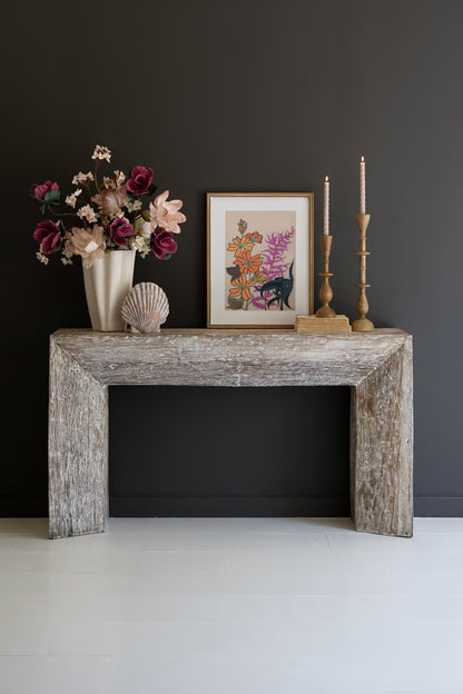 Recycled Whitewashed Wood Console Table