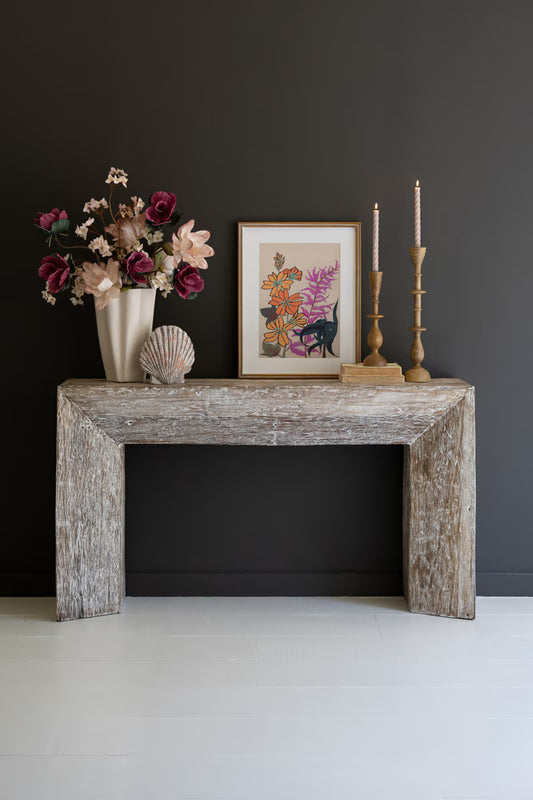 Recycled Whitewashed Wood Console Table