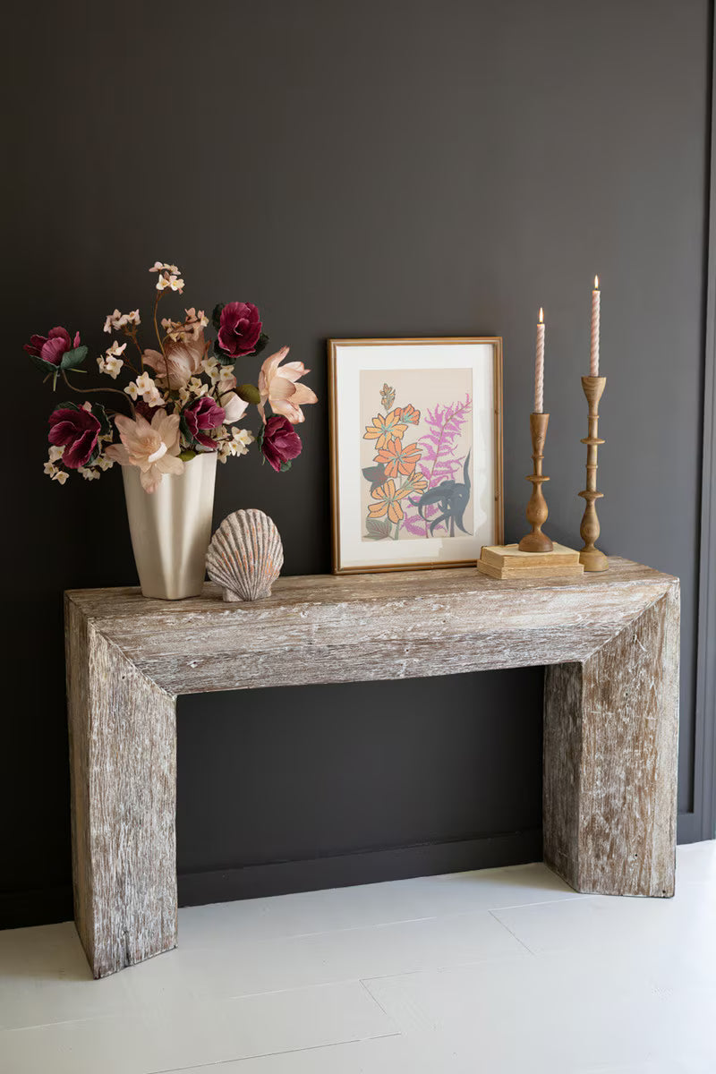 Recycled Whitewashed Wood Console Table