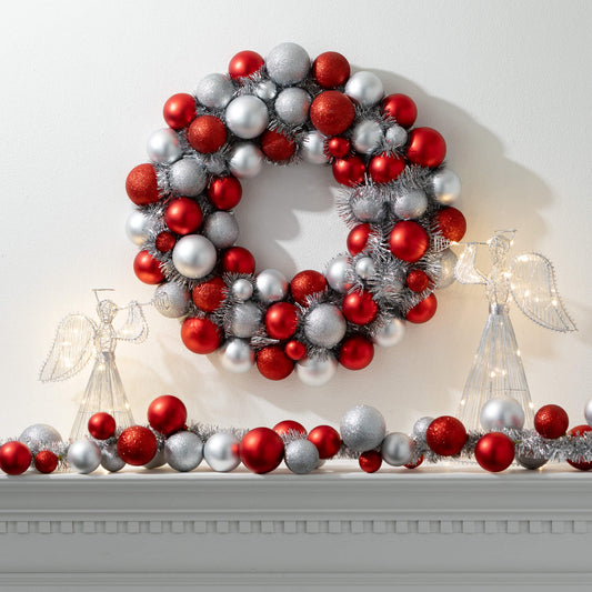 Red and Silver Christmas Wreath