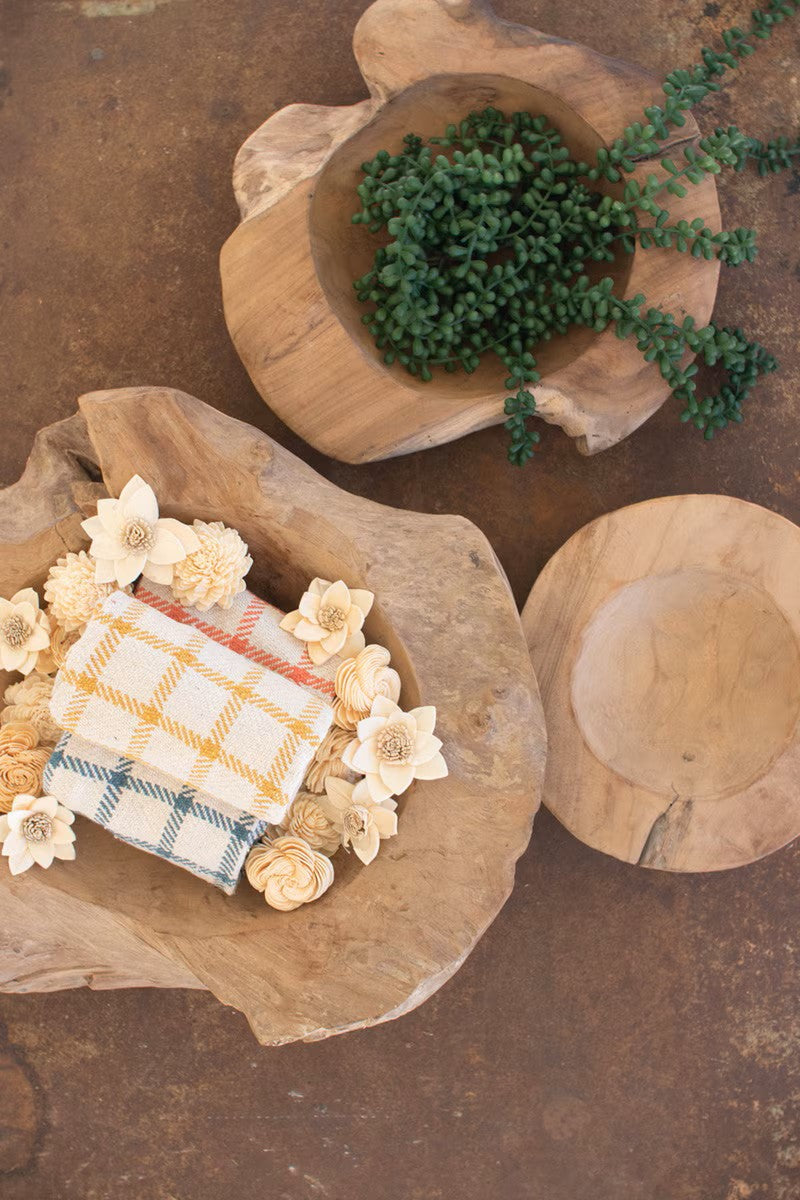 Rustic Teak Bowls Overhead