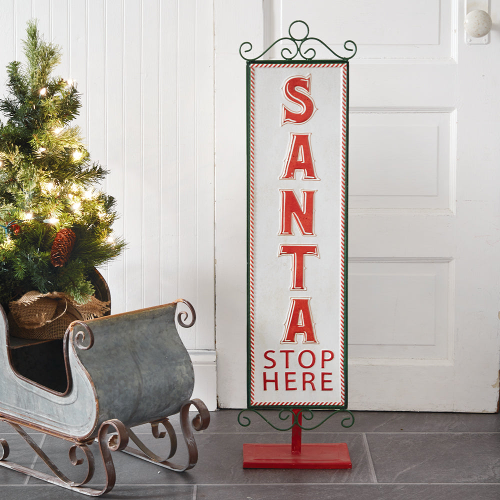 Santa Stop Here Christmas Sign