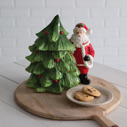 Santa and Christmas Tree Cookie Jar