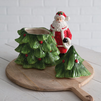 Santa and Christmas Tree Cookie Jar