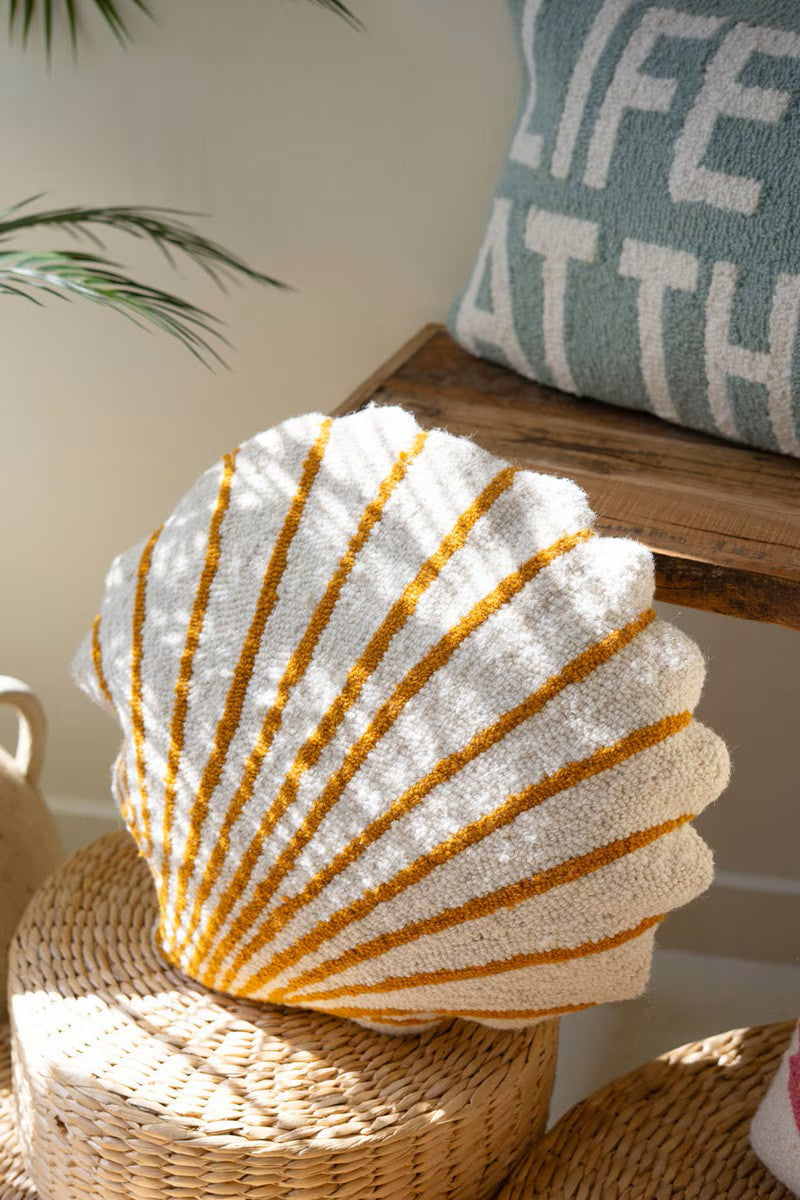 Hand-Hooked Scallop Shell Pillow
