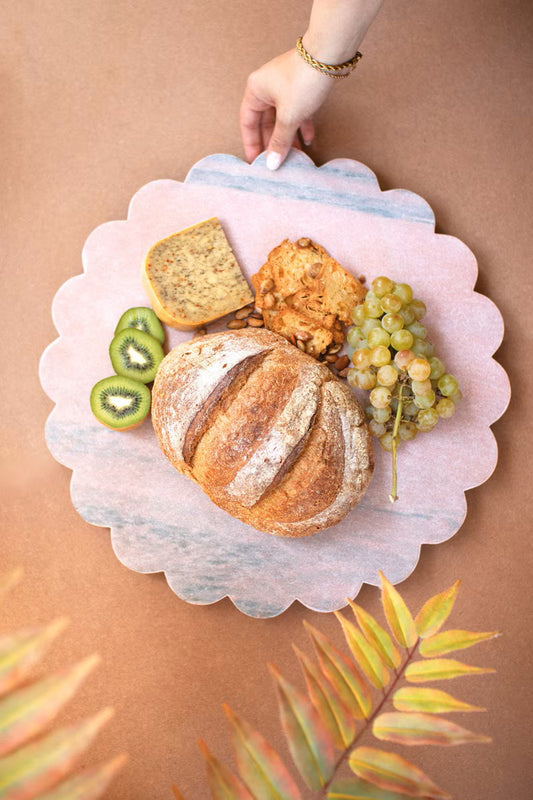 Scalloped Pink Marble Lazy Susan