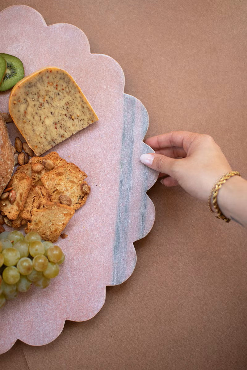 Scalloped Pink Marble Lazy Susan