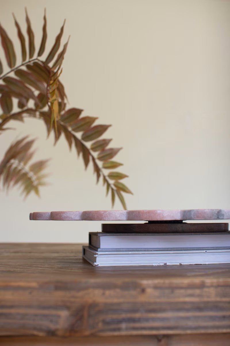 Scalloped Pink Marble Lazy Susan