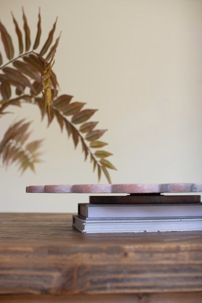 Scalloped Pink Marble Lazy Susan