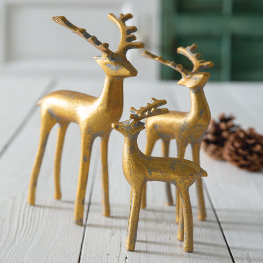 Set of 3 Golden Reindeer