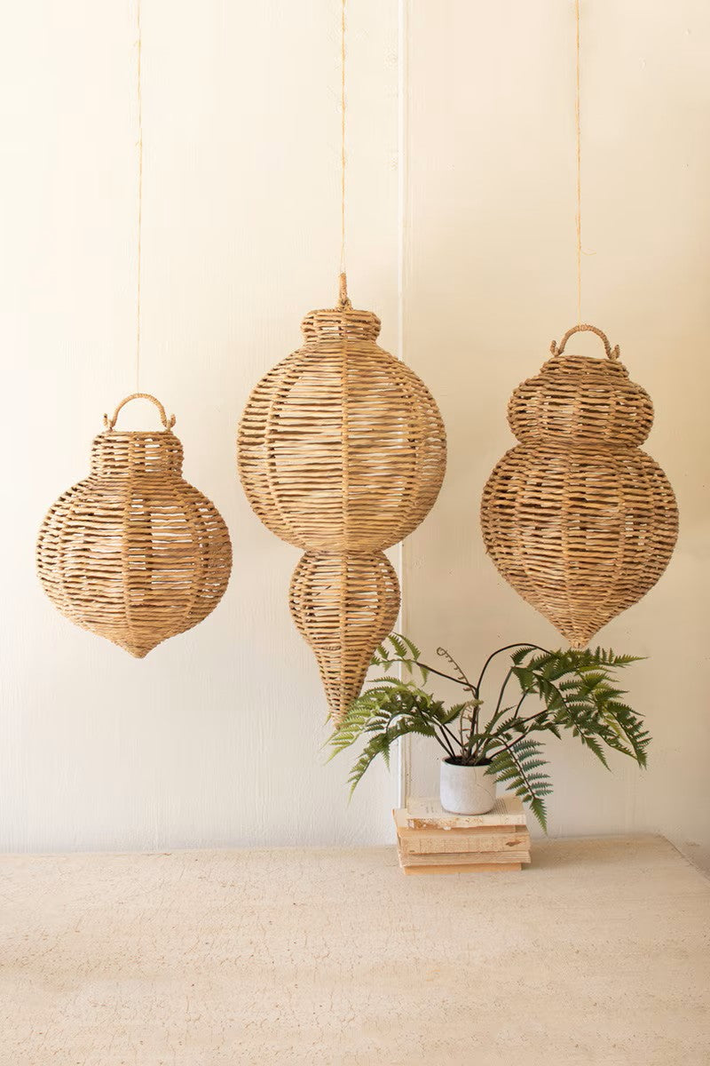 Set of 3 Large Woven Ornaments