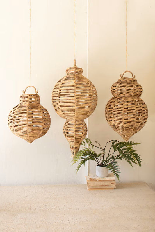 Set of 3 Large Woven Ornaments