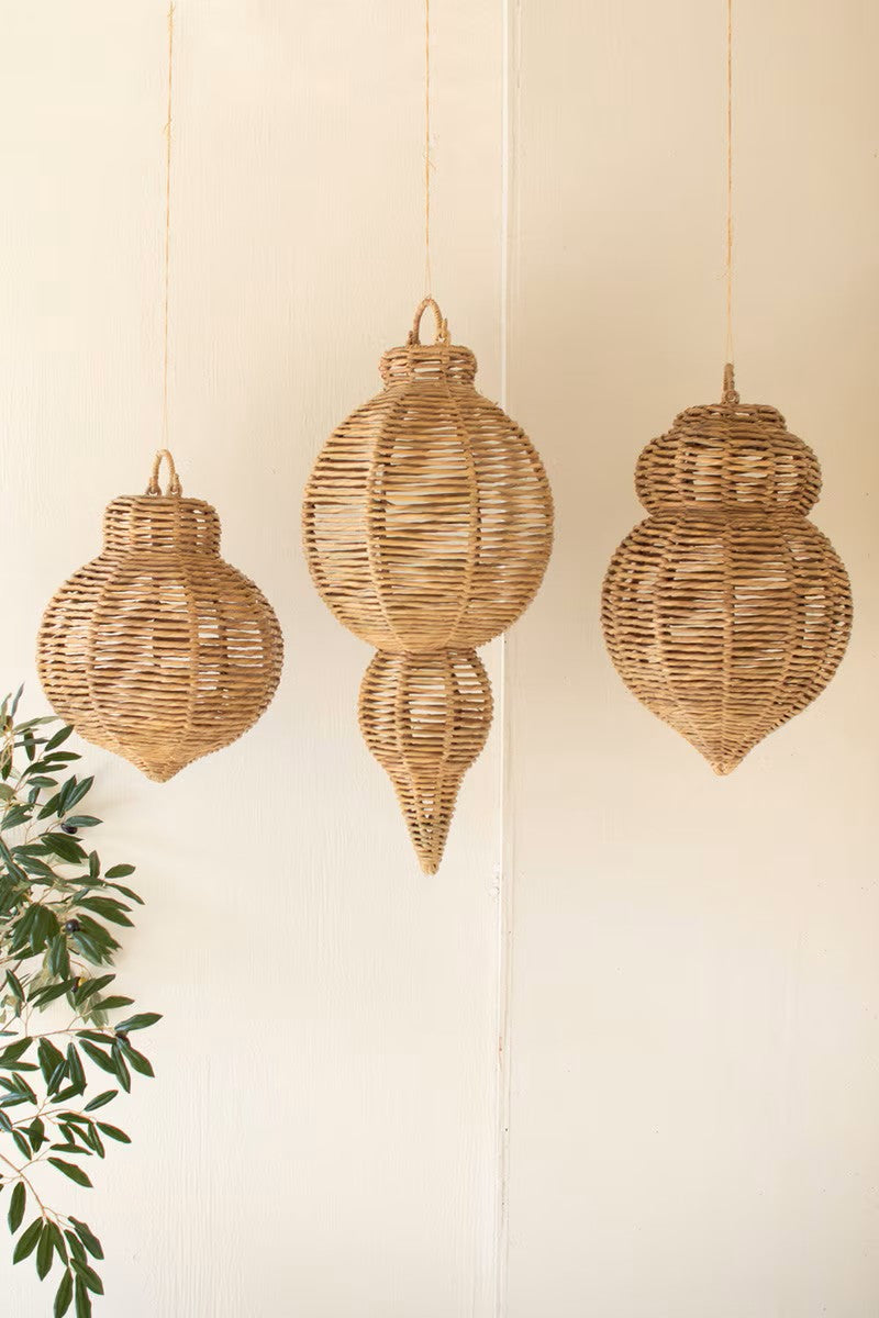 Set of 3 Large Woven Ornaments