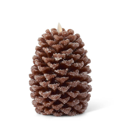 Snowy Pinecone Luminara Candle- 6.5"