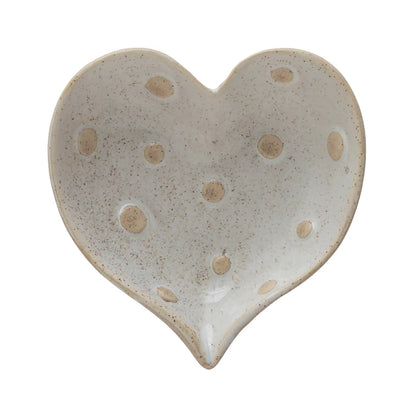 Stoneware Heart Dish w/ Dots