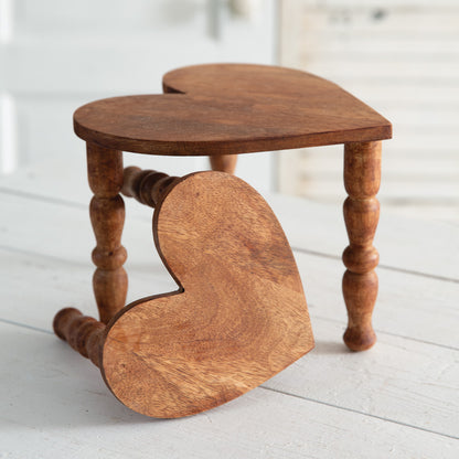 Tabletop Heart Stools - Natural Wood