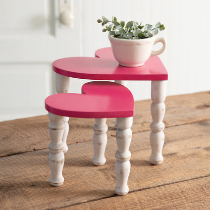 Tabletop Heart Stools - Pink