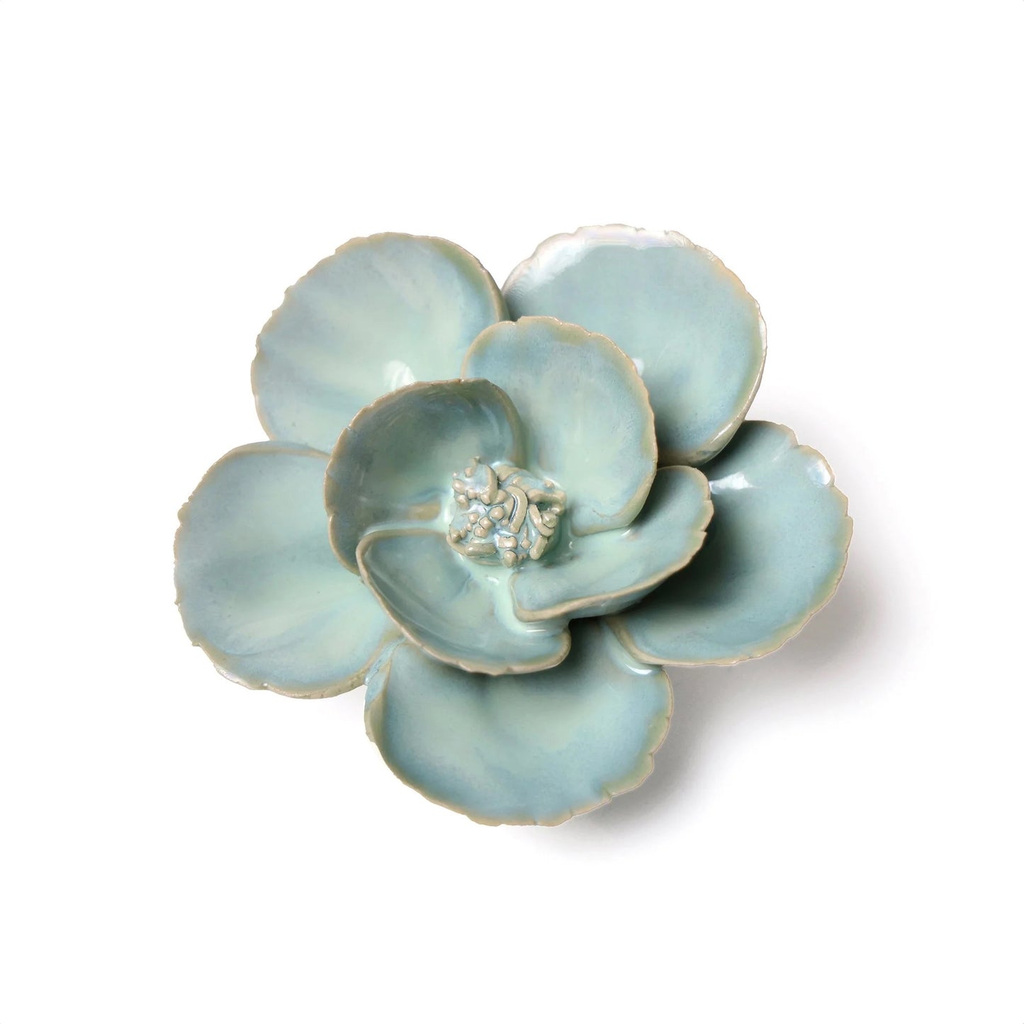 Teal Lotus Ceramic Wall Flower