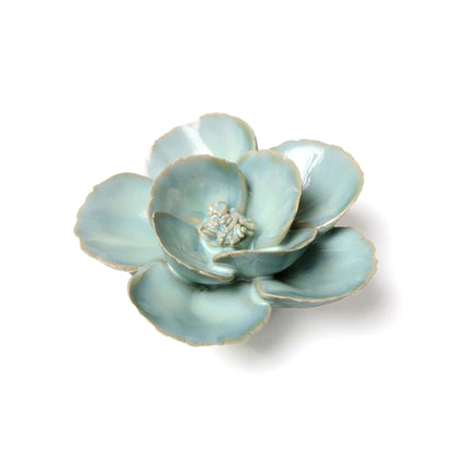 Teal Lotus Ceramic Wall Flower