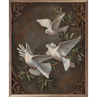 Three Doves Wooden Art