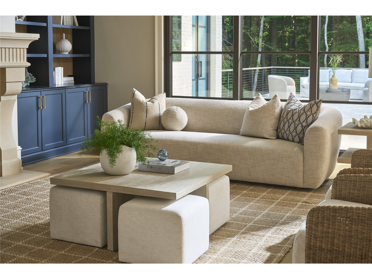 Dockside Cocktail Table with Ottomans