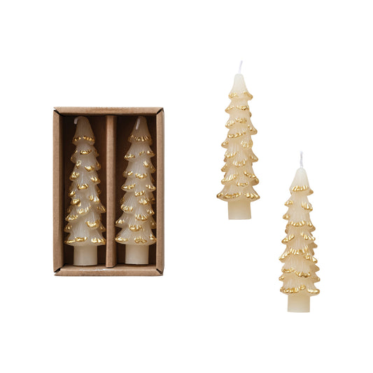 Tree Mini Taper Candles - Gold