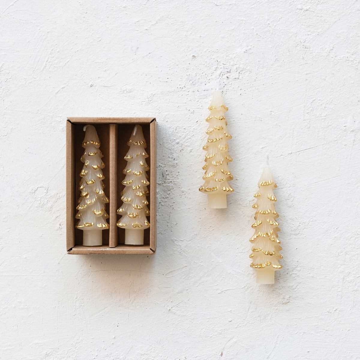 Tree Mini Taper Candles - Gold