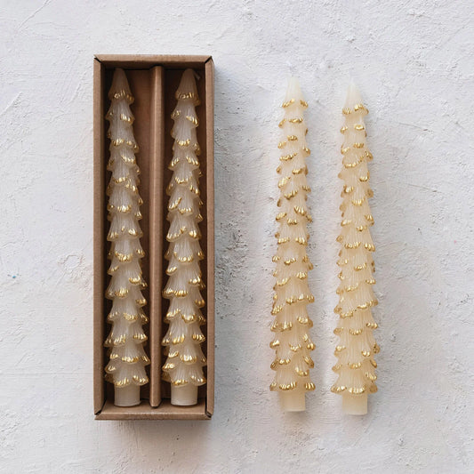 Tree Taper Candles - Gold