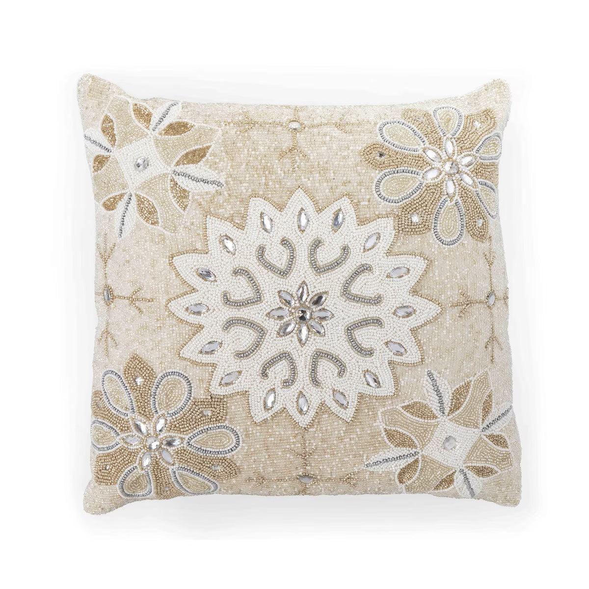 White Frost Beaded Pillow Front