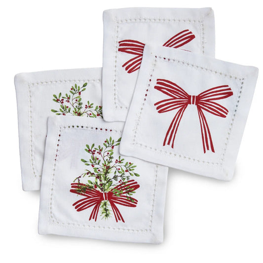 Winter Berries & Bows Cotton Coasters