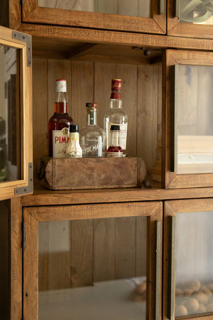 Wood & Metal Display Cabinet w/ Glass Doors