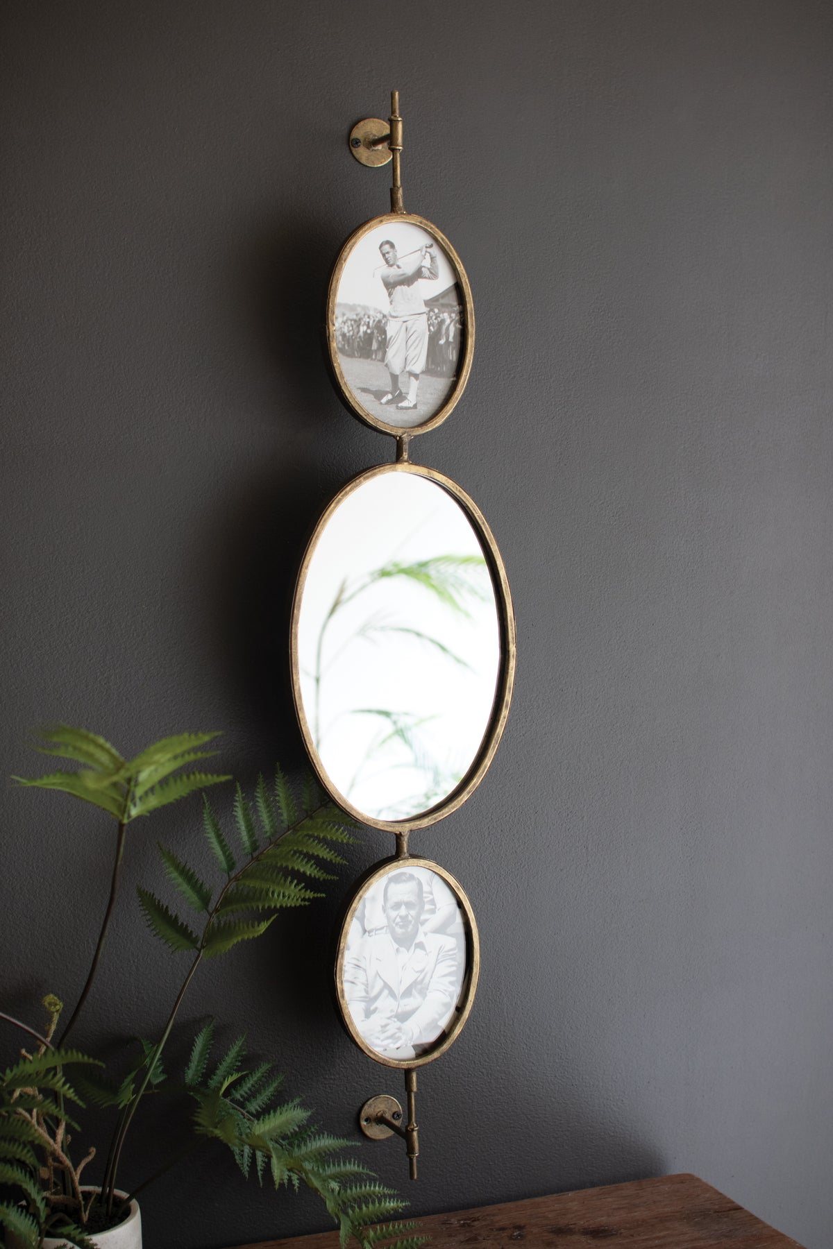 Antique Gold Rotating Wall Mirror and Photo Frames