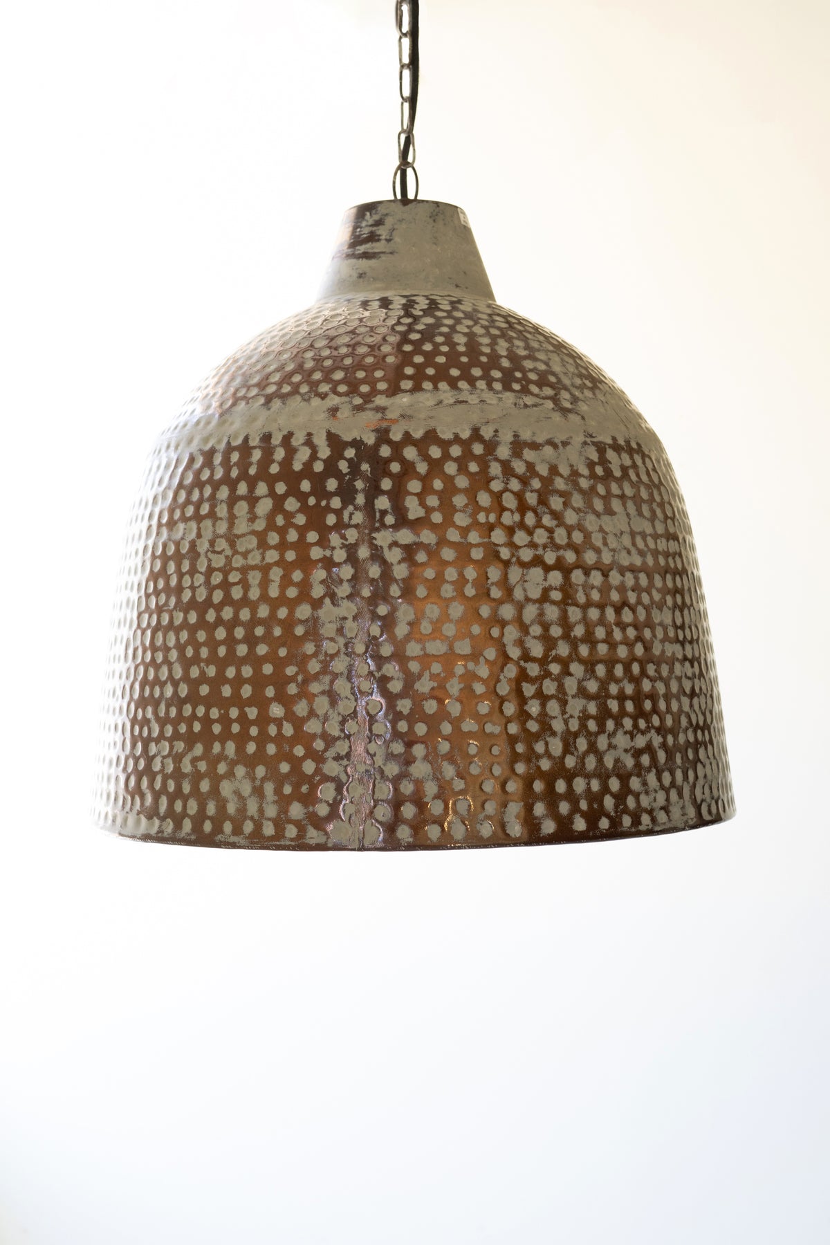 Whitewash Rustic Metal Hammered Pendant Light