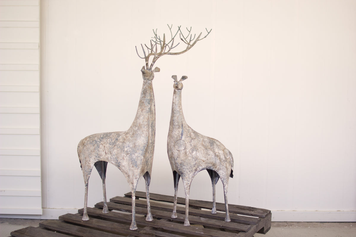 Set of Two Metal Deer