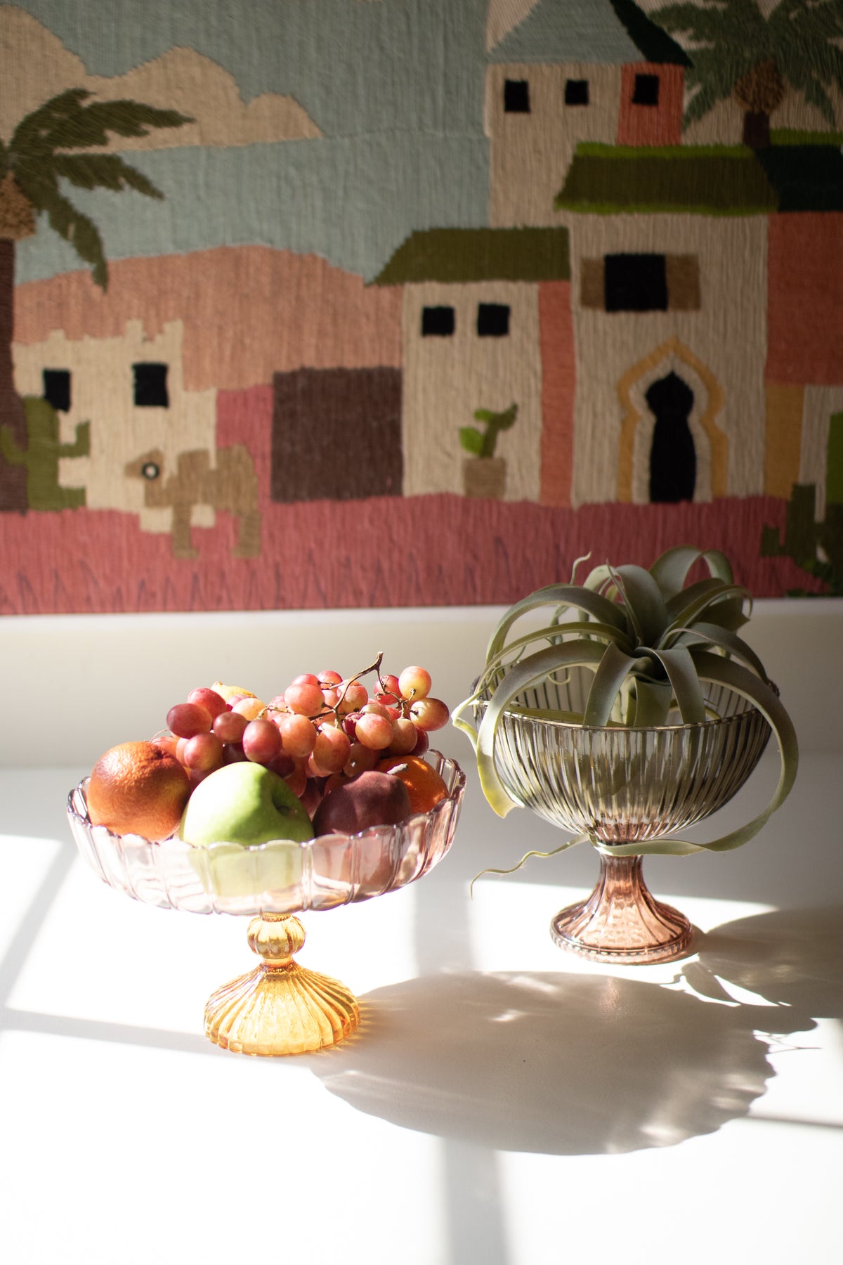 Multi-Colored Glass Compote - Scalloped