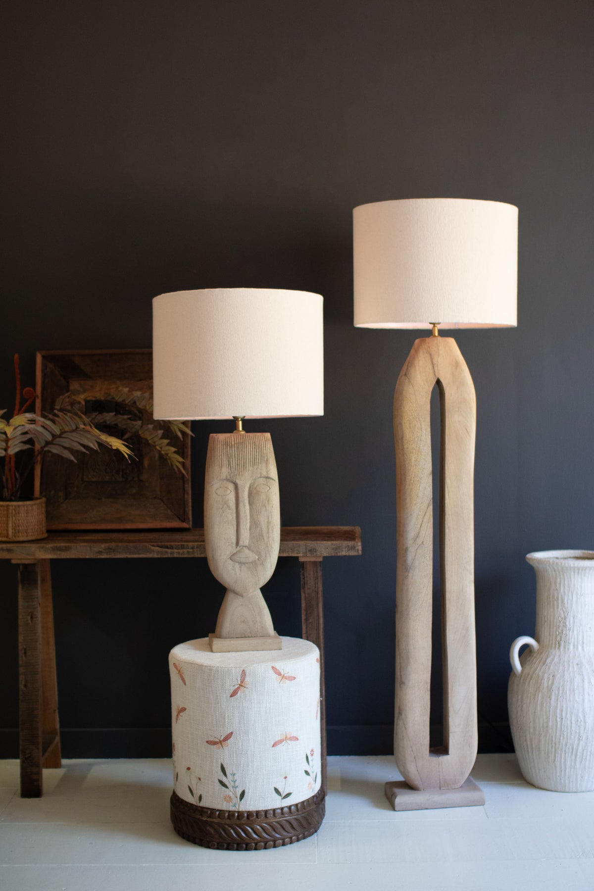 Wooden Table Lamp Base - Face
