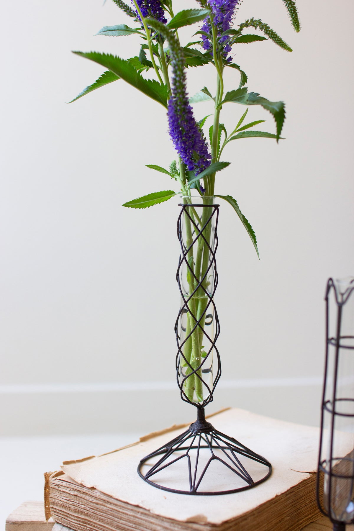 Set of Three Wire-Wrapped Glass Bud Vases