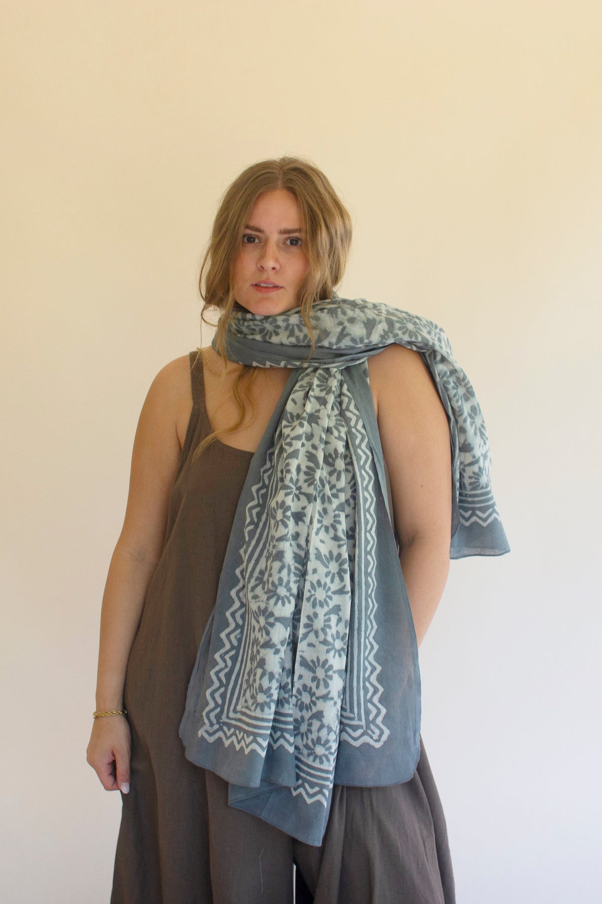 Set of Four Mudblock-Printed Scarves - One Each Color