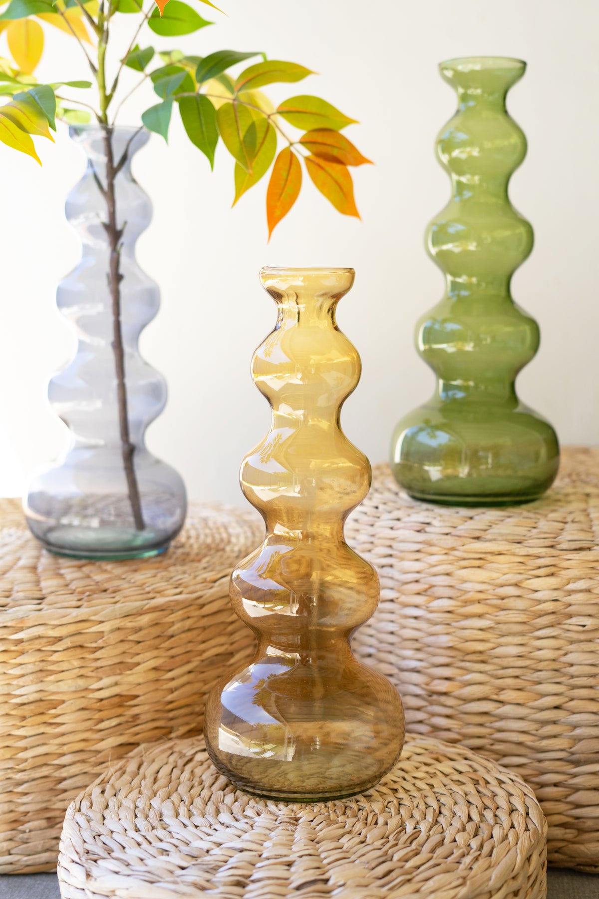 Glass Bubble Vase - Amber