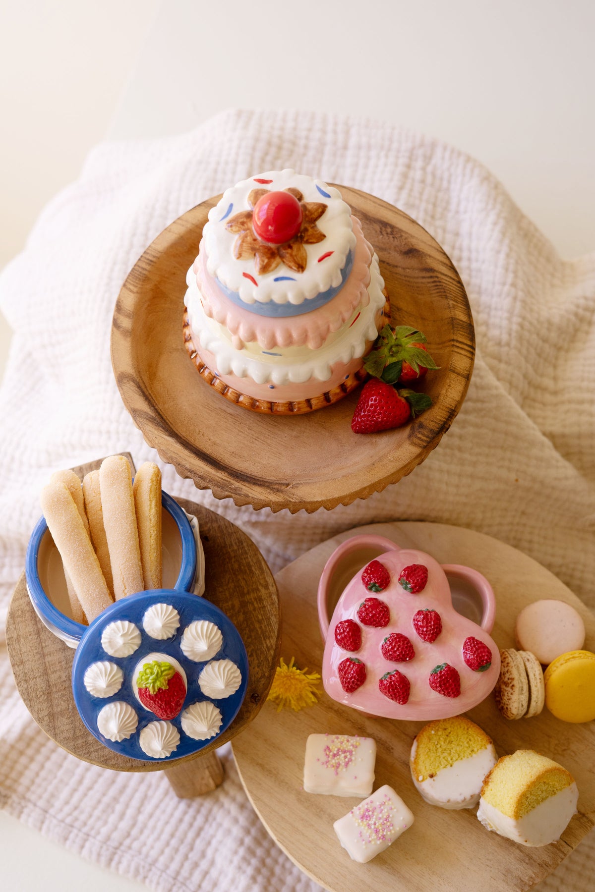 Set of Three Ceramic Dessert Boxes.