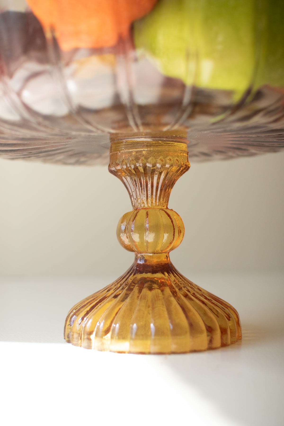 Multi-Colored Glass Compote - Scalloped